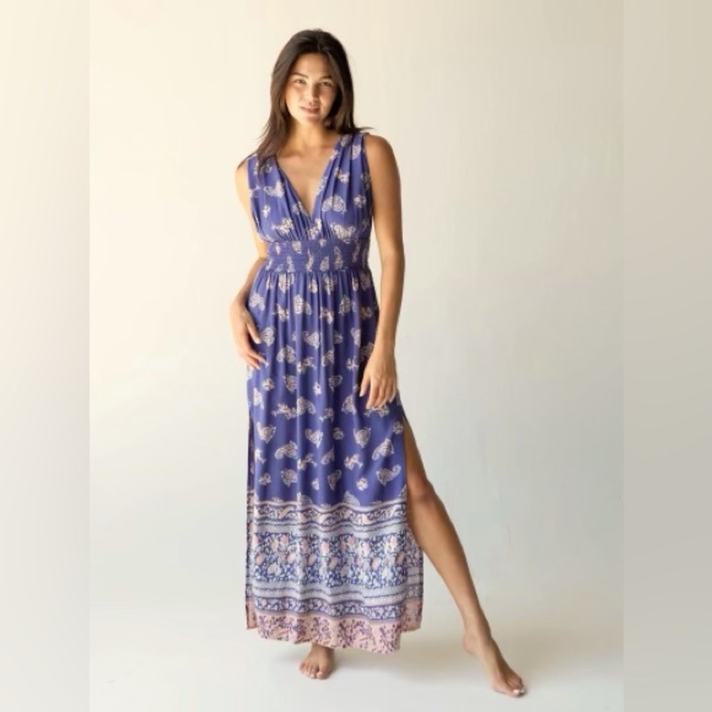 Natural Life Nadia Halter Dress - Navy Paisley